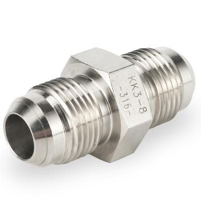 China Stainless Steel Tube Connection Male Straight Hydraulic Jic Flare Fitting 316 Stainless Steel Union 3/4 Compression Jic Fittings Suppliers for sale