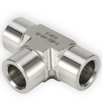 China Forged Alloy Steel SS316/304 Tee Pipe Fittings Manufacture In China Stainless Steel Socket Weld Threaded Tee 1/8