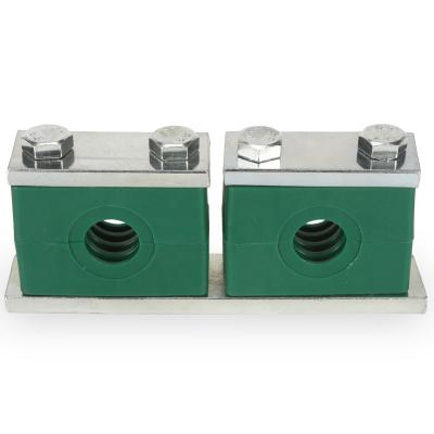 China Industrial Heavy Duty Twin Tube / Heavy Duty / Double Flange (twin design) Stainless Steel SS 304 8 mm Hydraulic Pipe Clamps for sale