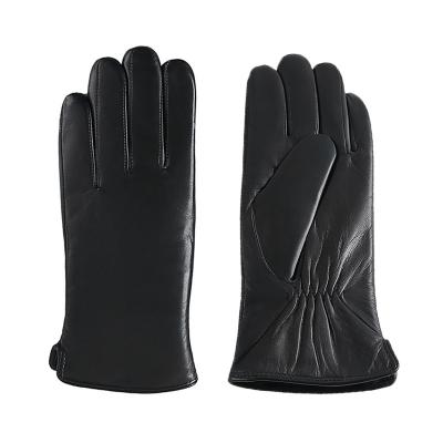 China Custom Women's Winter Classic Sheepskin Leather Gloves Comfortable Shear Touch Screen Gloves Striped Thick Thermal Warm Driving Gloves for sale