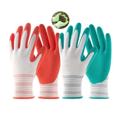 China Comfort ; Custom Logo Breathable Rubber Coated Yard Garden Work Gloves Longevity Glove Women Outdoor Protective Ladies Gardening Gloves for sale