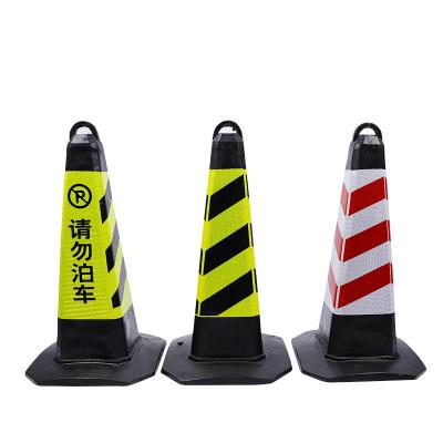 China Hot Selling Black Base PVC Road Safety PVC Traffic Black Orange Cone for sale