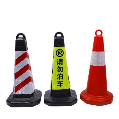 China Flexible Rubber/Plastic/PVC/EVA Collapsible Orange Rubber Pvc Traffic Reflective Cone for sale