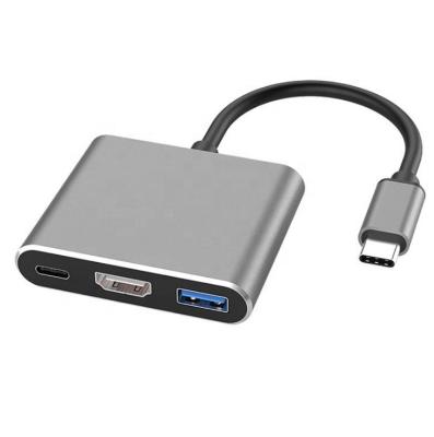 China Gray 3 in 1 USB HUB Type C to 4K HDMI+USB 3 in 1 USB C HUB Converter Adapter Cable ZC-HU0005 for sale