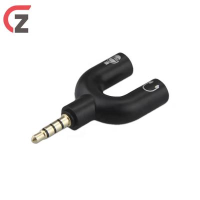 China U Shape Splitter 3.5mm Audio Audio Splitter 1 Male To 2 Female Stereo Earphone U Shape Audio Adapter For Smartphone Tablet Laptop for sale