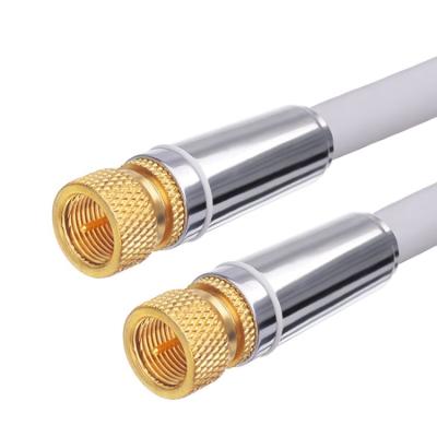 China Set Top Boxes RG6 Connector White Antenna Coaxial Satellite F Cable Male To Male Coax rg6 Cables For Satellite for sale