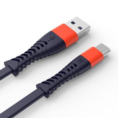 China Dark Blue/Orange 2AM Car Data Cable Micro Pi Type C Lightning Flat Noodle USB Charging Cable For Smartphone for sale