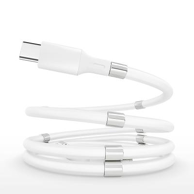 China Supercalla USB Micro USB Fast Charging Data Cable Self-Winding Magnetic Cable White Micro Magnetic Self-Winding Easy-Reel For Smartphoe for sale