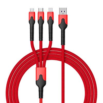 China Data Transfer Function Multi Color 3 New In 1 Cable 5A Fast Charger USB Data Cable Multi Cable Design For Android v8 Huawei Oppo etc. for sale