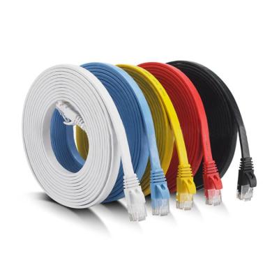 China RJ45 28AWG Cat6a Cat7 Red Flat Ethernet Patch Cable Cat 7 Flat Patch Cord ZC-RJ0005 for sale