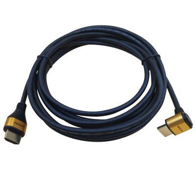 China For iPod gold 90 degree left angled hdmi cable 3d 4k 3m 2.0 hdmi cable for hdmi for sale