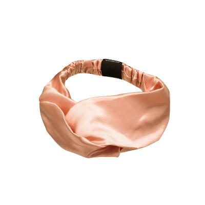 China Designer Silk Wide Elastic Adjustable Mulberry Silk Headband Non-slip Women's Satin Headband for sale