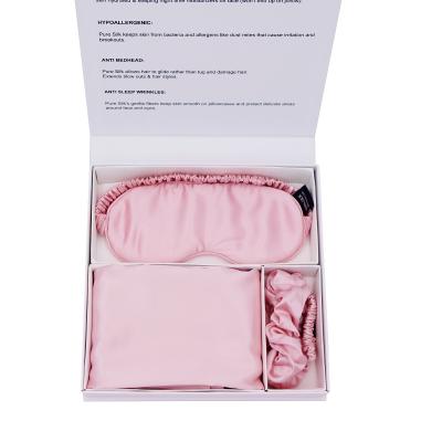 China 100% Luxury Mulberry Silk Pillow Case Anti-Static Custom Charmeuse Silk Pillow Cases And Silk Eye Mask Gift Set for sale