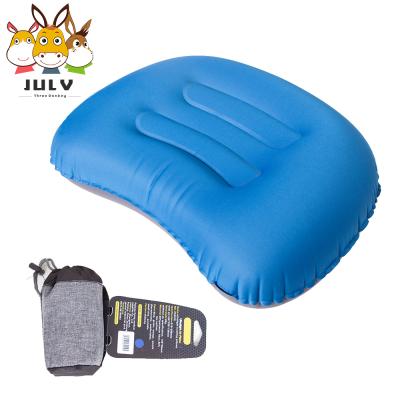 China Travel Inflatable Ultralight Camping Inflating Pillow Ergonomic Neck And Lumbar Support With Small Bag for sale