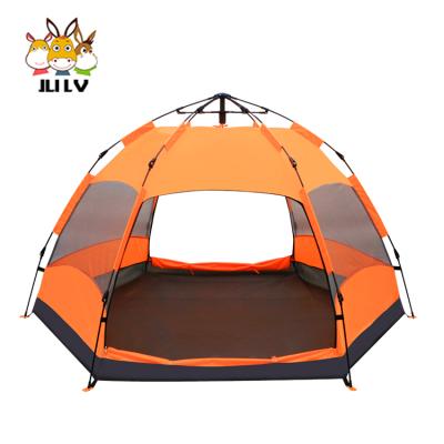 China Outdoor Entertainment Premium Automatic 4-6 Person Instant Easy Pop Up Camping Tent, Hexagonal, Double Layer, Double Doors And 4 Window for sale