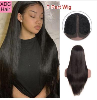 China Cheap Middle Part Straight Middle Lace Wig T Piece Lace Front Wig T Piece Human Hair Straight Lace Front Hair Wigs For Black Women for sale