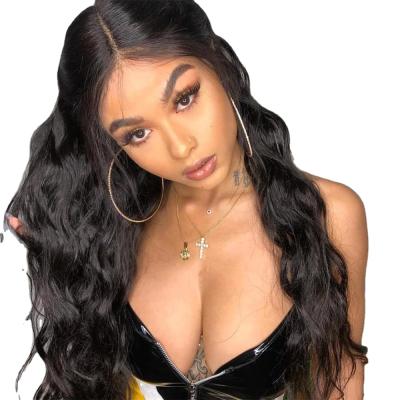 China Indian Virgin Hair 30 Inch Tangle Wig, Brazilian Peruvian Body Wave 4X4 Cuticle Misaligned 3 Part Lace Closure Wig for sale