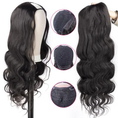 China 100% Natural Straight Hair Lace Front Wig Body Wave U Part Brazilian Hair Wigs For Women Raw Indian Color Virgin Mix Wig Hair Extensions Wholesale for sale