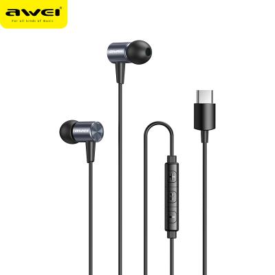 China AWEI Factory Price New Type-C TC-2 Wired Earphone Wholesale With Microphone for sale