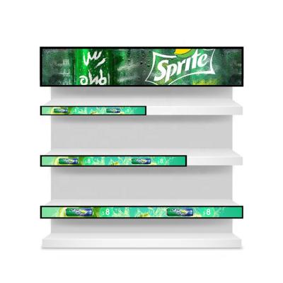 China 23 Inch Indoor Long Strip Bar Shelf LCD Touch Screen Advertising Supermarket Media Player Digital Signage for sale