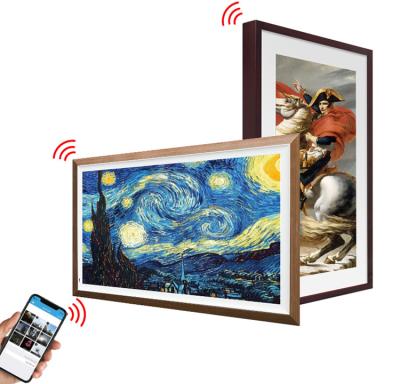 China Wifi 21.5 Inch Smart Art Museum Display Gallery Wooden Signage Art Design Painting Mind Can Wooden Digital Photo Frame Customization for sale