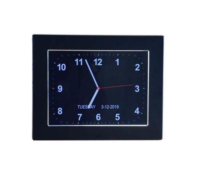 China Home decoration factory supply 8 inch metal case photo frame digital table calendar with digital clock for sale