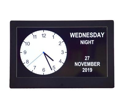 China Home Decoration Wall Desktop Daytime LED Display Alarm Installation Photo Frame 10 Inch LCD Calendar Clock Digital Calendar for sale