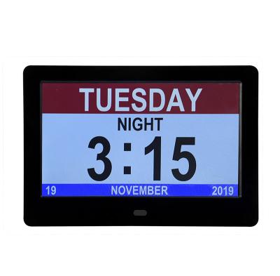 China 7 Inch Photo Frame Desk Clock Digital Time Reminder Clock For Senior Care Digital Calendar for sale