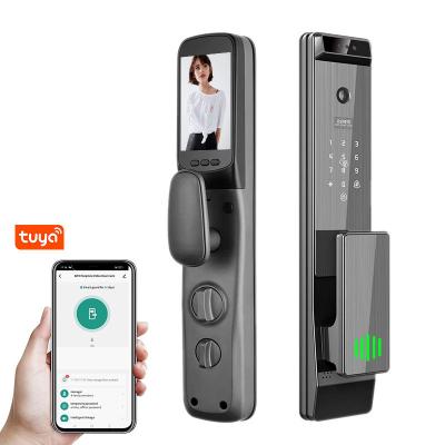 China Tuya Smart Automatic APP Door Lock Call Finger Vein ID Password A6 Video Card for sale