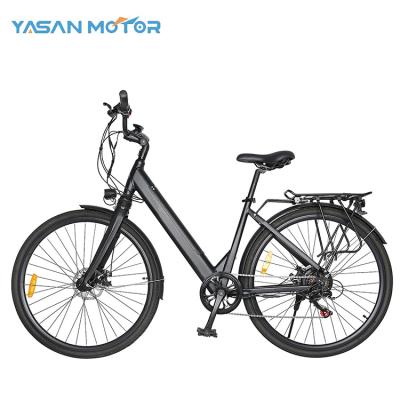 China Alloy Lady Women Girl 700CC City Road Electric Bicycle Aluminum Ebike with 7 Speed ​​Derailleur and Rear Hub Motor for sale