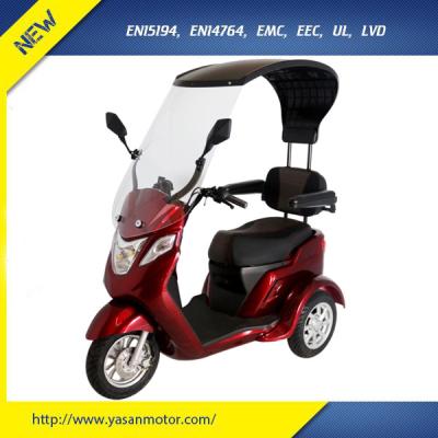 China Factory price 3 whee electric mobility scooter with roof seat for adult F: 350/10 R: 235/30-14 for sale