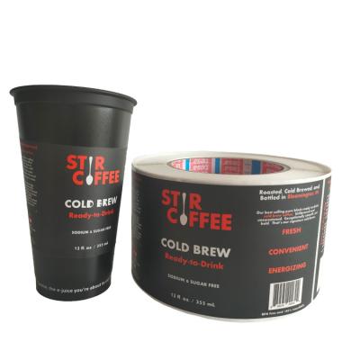 China Waterproof Custom Vinyl Beverage Coffee Packaging Sticker Adhesive Label Roll for sale