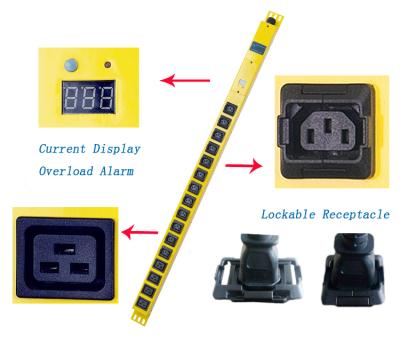 China SQUARE Electronics 12 Way C13 Monitor PDU , 4 Outlets C19 IEC 60320 Rack PDU SMP-D21602 for sale