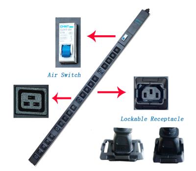 China 20 Ways Socket 220VAC 32A Mounting AC Air Switch C13 C19 Lockable Type PDU SBP-A32001 for sale