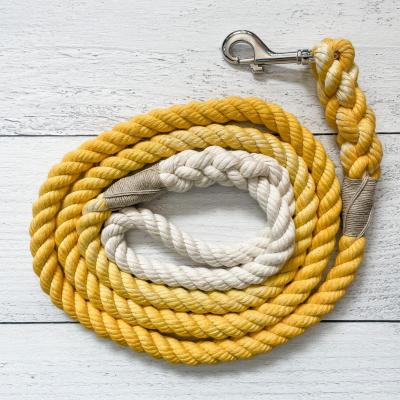 China 2022 New Products Lights Yellow Cotton Rope Dog Leash Colored Organic Braided Cotton Rope Dog Leash for sale