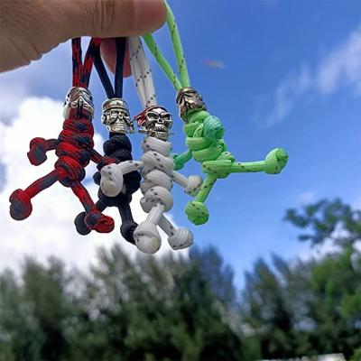 China 2022 Nickel Free Outdoor Camping Increasing Logo Orange Skull Alloy Bead 550 Paracord Custom Braided Nylon Zipper Pull Puller Puller For Bag for sale