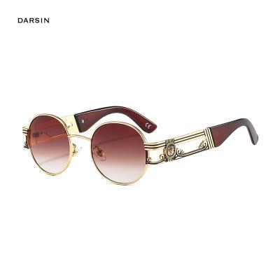 China Fashion Eyewear 2021 Vintage Metal Frame Hip Hop Round Steampunk Street Sunglasses DARSIN Shading Sun Glasses for sale