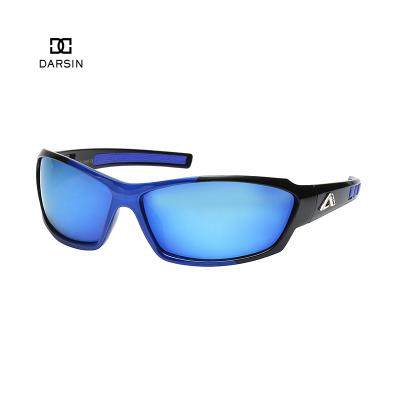 China Factory Wholesale Custom Sports Sunglasses DARSIN Rectangle Blue Mirrored High Quality Polarized Sunglasses Men for sale