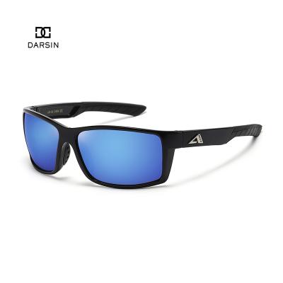 China Factory Wholesale Custom Sports Sunglasses DARSIN Fishing Driving Mirror Rectangle Blue Wrap Polarized Sports Sunglasses Men for sale