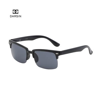 China DARSIN Factory Amazon PC Men Semi Rimless Environmental Friendly Classic Rectangle Polarized Logo Sunglasses Custom Made for sale