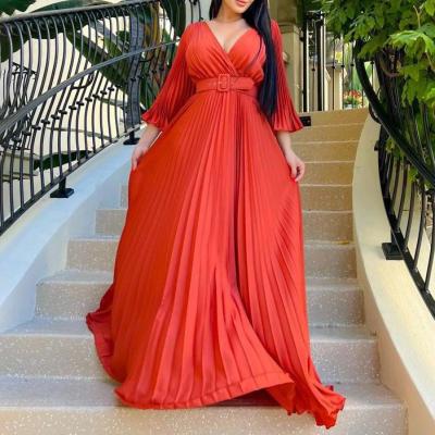 China 2022 new style the solid color anti-static casual women's sundress fashion maxi dresses plus size women's dresses for sale