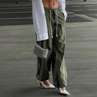 China 2022 new fashion Anti-wrinkle solid color high waist casual dress loose straight tube plus size women's cargo pants for sale