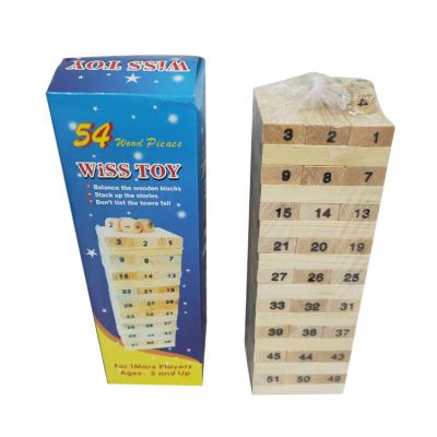 China 54 Pcs High Quality Funny Wooden Dominoes Building Blocks Stacking Toy For Wholesale 7*7*22 cm for sale