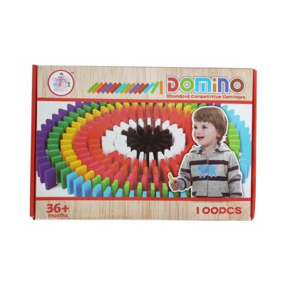 China 100 Pcs Colorful Dominoes Clever Educational Wooden Toys For Children Play 31*21.3*3cm for sale