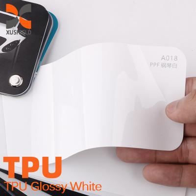 China 1.52x15m TPU Branco brilhante bolha de ar de vinil livre de embalagem brilhante cinza celeste Proteção de tinta inteligente Tinta PPF Filme de mudança de cor de carro TPU tph cor PPF à venda