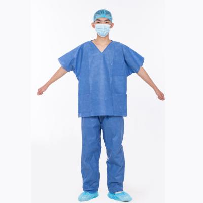 China Breathable Medical Suit SMS Disposable Nonwoven Scrub Suits Scrub Set Doctor Nurse Workwear Uniform Doctor Workwear for sale