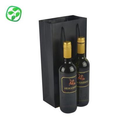 China Recyclable Art Paper Wine Bag Bottle Promotional Paper Bag, Wine Bottle Liquor Store Carrier Bag for sale