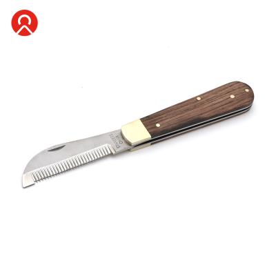 China Stainless Steel+Wood Handle Selling High Quality Mane And Ponytail Thining Knife With Roose Wood Handle for sale