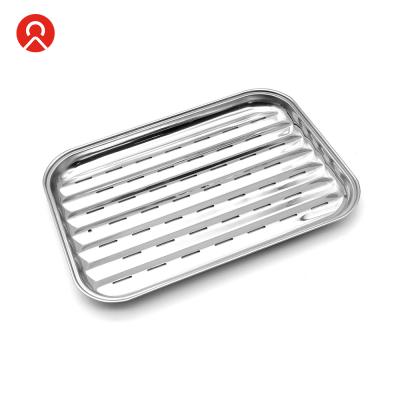 China General use for Gas and Induction Cooker Gas Vending Food Safe 430 Stainless Steel BARBECUE Grill Hot Roasting Baking Pan for sale