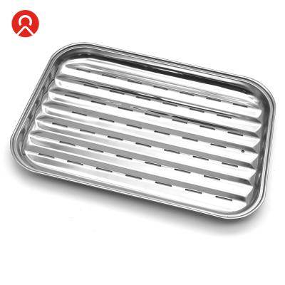 China General use for Gas and Induction Cooker Gas Vending Food Safe 430 Stainless Steel BARBECUE Grill Hot Roasting Baking Pan for sale